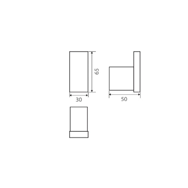 Fienza Koko Robe Hook Technical Drawing - The Blue Space