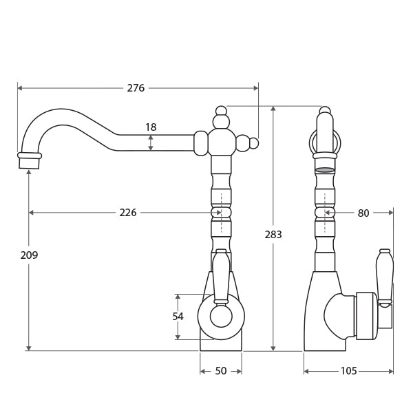 Fienza Eleanor Shepherds Crook Sink Mixer Brushed Nickel — The Blue Space