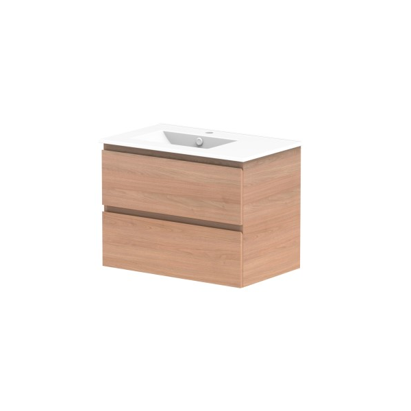 Glacier Full Depth All Drawer Twin 750mm Wall Hung Left Offset Bowl in Ceramic Moulded Top | The Blue Space