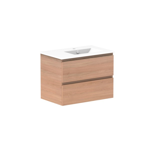 Glacier Full Depth All Drawer Twin 750mm Wall Hung Right Offset Bowl in Ceramic Moulded Top | The Blue Space