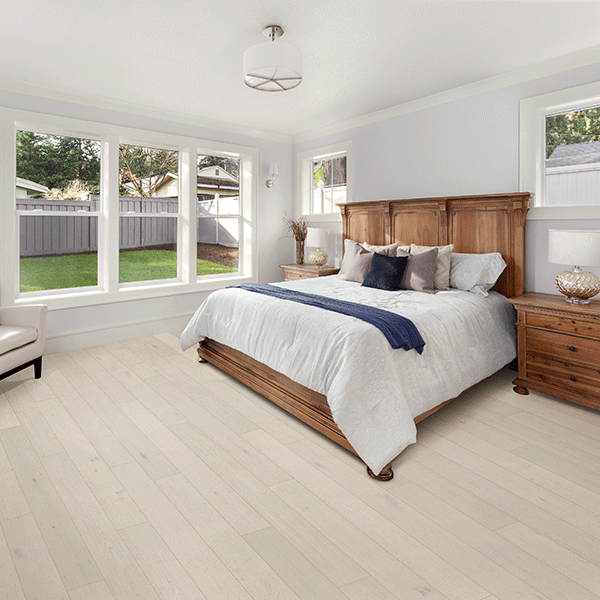 Genuine Oak Engineered Flooring White Wash Bedroom - The Blue Space
