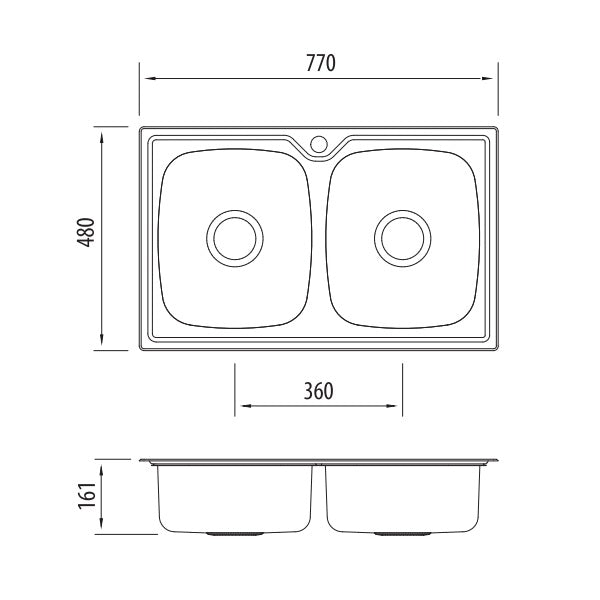 Oliveri Endeavour double bowl topmount sink