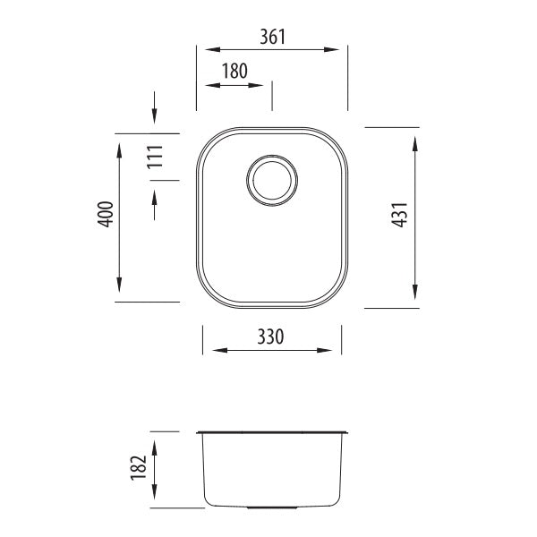 Oliveri Diaz standard bowl undermount sink