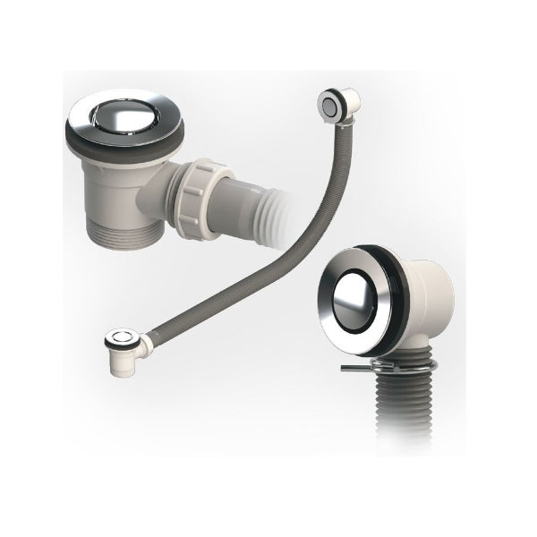 40mm Bath Pop Down Waste with Overflow Chrome - The Blue Space