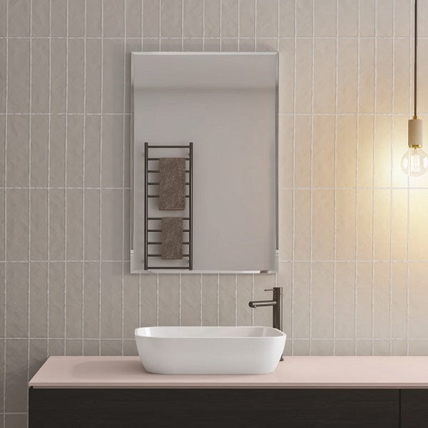 Thermogroup Rectangle 25mm Bevel Edge Mirror in modern bathroom design - The Blue Space