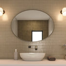 Thermogroup Oval Polished Edge Mirror in modern bathroom design - The Blue Space