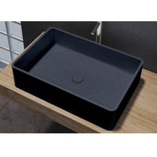 Laila Stone Basin 600mm in Black finish | The Blue Space