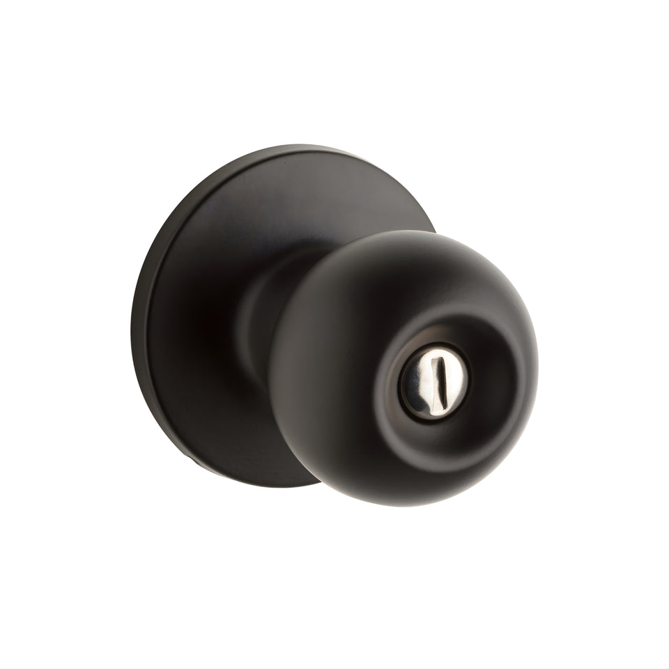 Lane Bala Privacy Knob Door Handle Set Round Rosette Matte Black