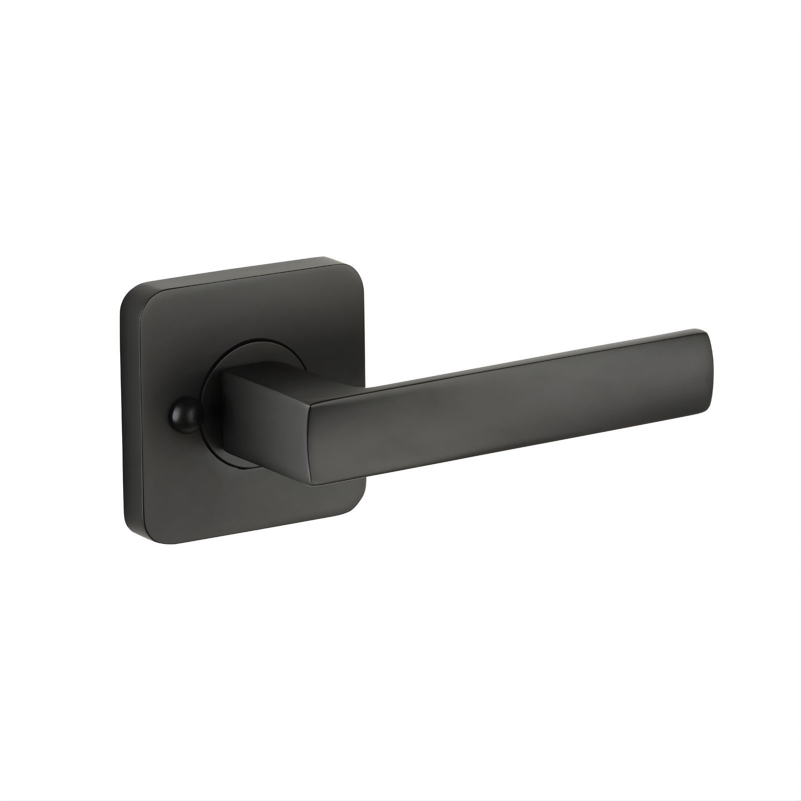 Lane Oxford Privacy Lever Door Handle Set On Square Rosette Matte Black L996342 - The Blue Space