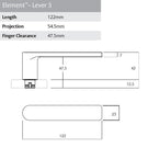 Technical Drawing - Lockwood Element L3 Velocity Dummy Lever Large Round Rose Chrome