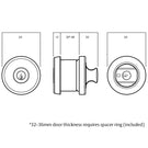 Technical Drawing - Lockwood 005 Double Cylinder Round Deadbolt Brushed Satin Chrome