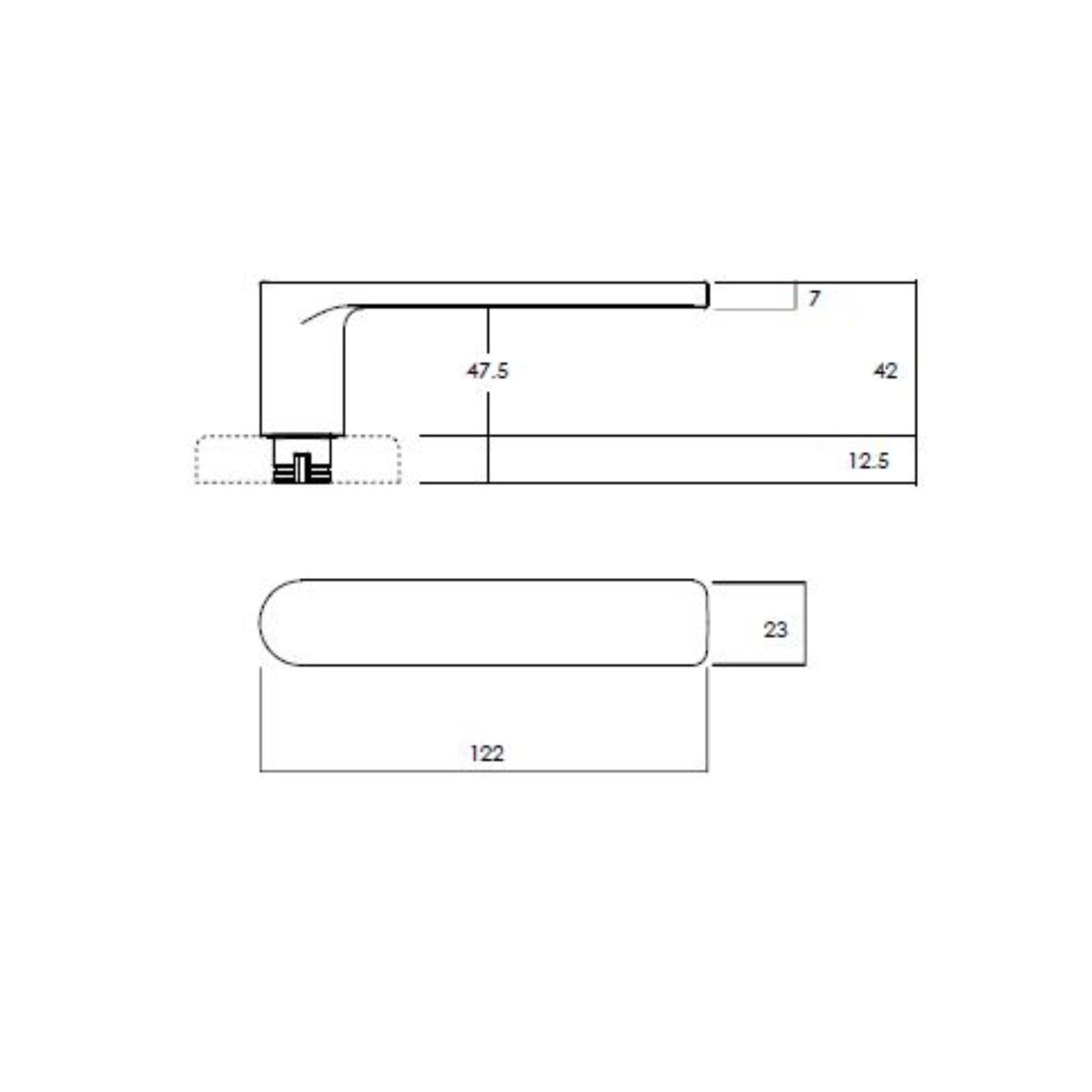 Technical Drawing -Lockwood Element L3 Velocity Dummy Lever Large Round Rose Matte Black VEL3/L3MBK - The Blue Space
