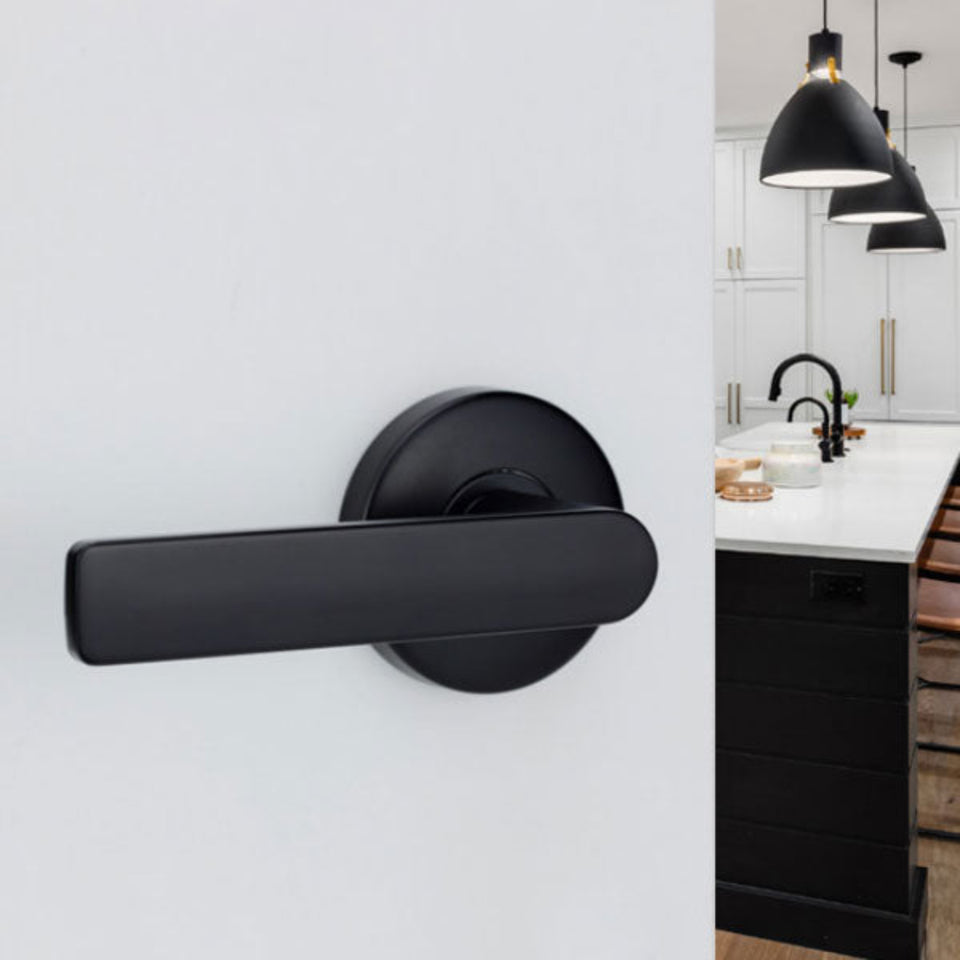Lockwood Element L3 Velocity Passage Lever Door Handle Set Large Round Rose Matte Black