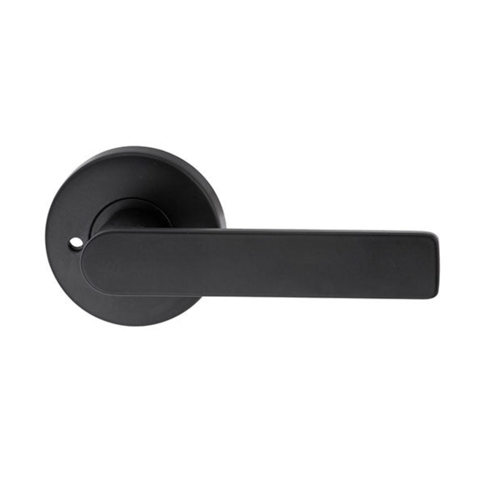 Lockwood Element L3 Velocity Privacy Lever Door Handle Set Large Round Rose Matte Black