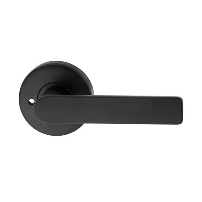 Lockwood Element L3 Velocity Privacy Lever Door Handle Set Large Round Rose Matte Black VEL2/L3MBK - The Blue Space