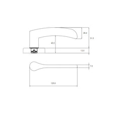 Technical Drawing - Lockwood Saltbush L34 Velocity Dummy Lever Large Round Rose Satin Chrome Pearl