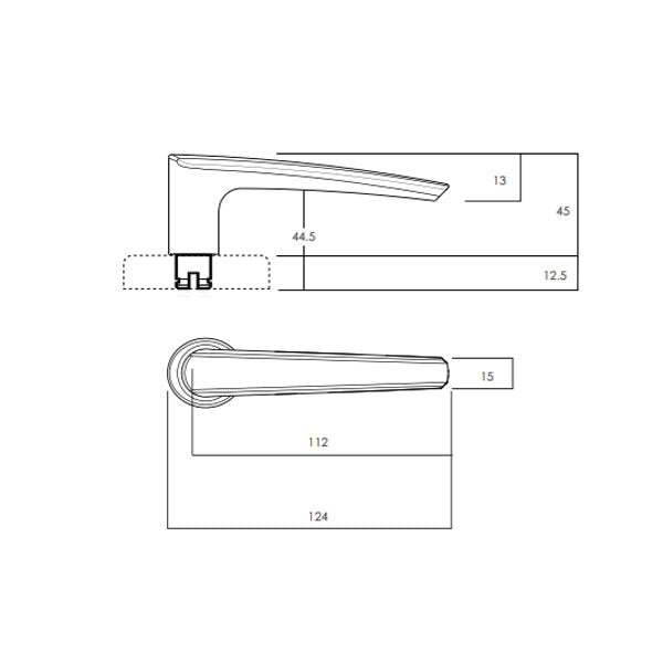 Technical Drawing - Lockwood Spire L2 Velocity Passage Lever Set Large Round Rose Brushed Satin Chrome