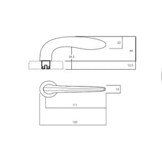 Technical Drawing - Lockwood Summit L1 Velocity Passage Lever Set Large Round Rose Chrome