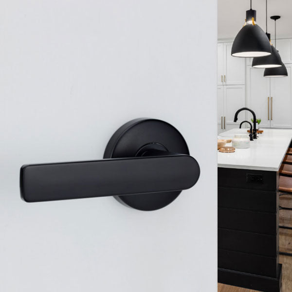 Lockwood Element L3 Velocity Privacy Lever Set Large Round Rose Matte Black online at The Blue Space