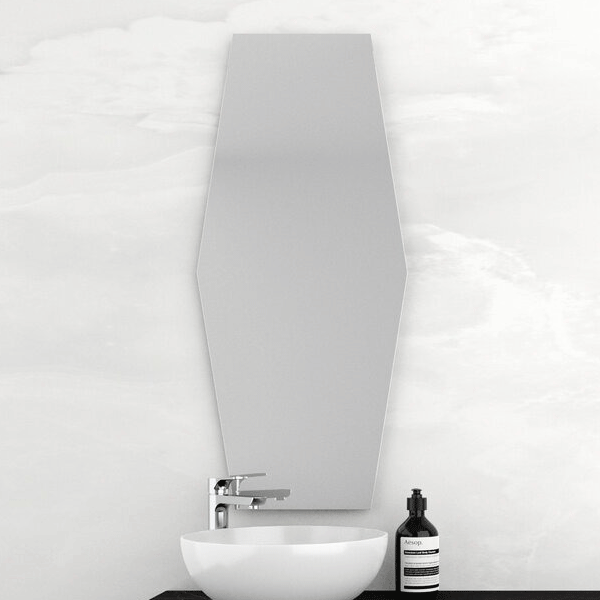 Marquis Hexa Mirror | Coffin shape bathroom mirror online at The Blue Space
