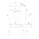 Technical Drawing - Turner Hastings Mayer Washstand with 75 x 55 Real Carrara Marble Top