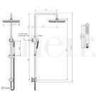 Meir Round Combination Shower Rail 200mm Rose & Hand Shower Technical Drawing - The Blue Space