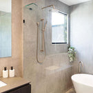 Meir Round Shower on Rail - Champagne in modern bathroom