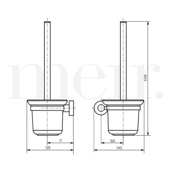 Meir Round Tiger Bronze Toilet Brush and Holder Technical Drawing - The Blue Space