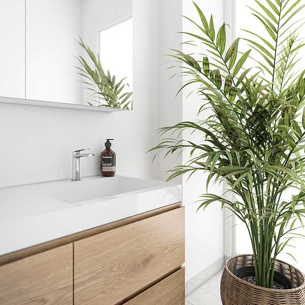 Phoenix Mekko Basin Mixer - Chrome - online at The Blue Space - Coastal Bathroom with Palm tree