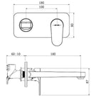 Methven Glide Plate Mount Basin Mixer With 200mm Spout-Chrome Technical Drawing