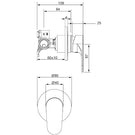 Methven Glide Shower Mixer - Matte Black Technical Drawing