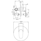 Methven Glide Shower Mixer With Diverter Technical Drawing