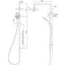 Methven Krome 100 3 Function Twin Shower System-Matte Black Technical Drawing