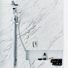 Methven Waipori Shower System in marble bathroom - The Blue Space