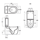 Technical Drawing - Studio Bagno Milady Rimless Back To Wall Toilet Suite
