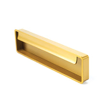 Side View Momo Handles Fold Flush Pull Handle 128mm Brushed Gold F0542.128.BRG - The Blue Space