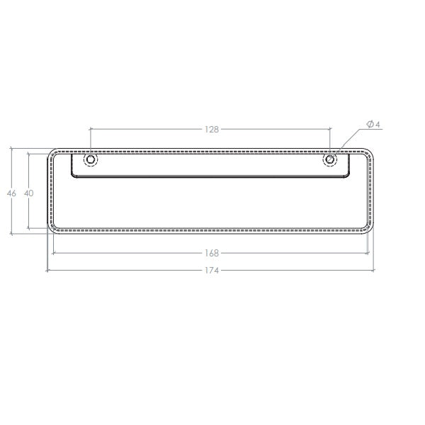 Line Drawing 1 Momo Handles Fold Flush Pull Handle 128mm Brushed Nickel F0542.128.BRN - The Blue Space