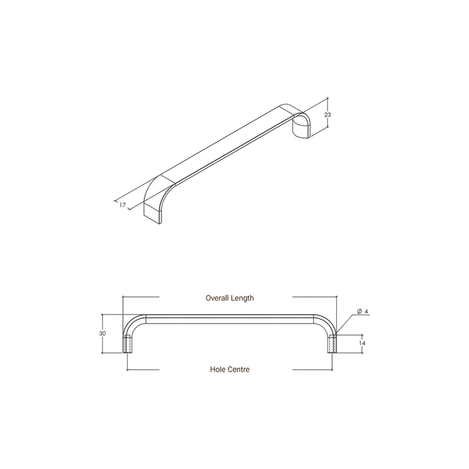 Momo Handles Sense Mini D Handle Dull Brushed Nickel