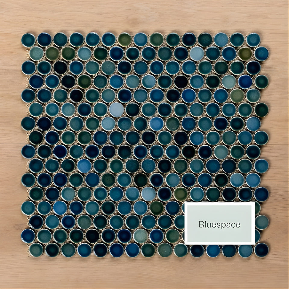 Mooloolaba Gloss Marine Porcelain Penny Round Mosaic Tile 20x20mm