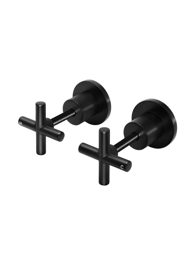 Meir Round Cross Jumper Valve Wall Top Assemblies Matte Black Long Spindles
