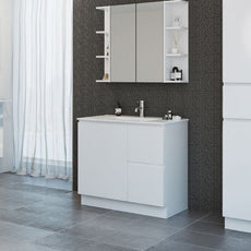 Timberline Nevada Wall Hung Vanity 1200mm with Alpha Ceramic Top in White Gloss cabinet finish. The Blue Space