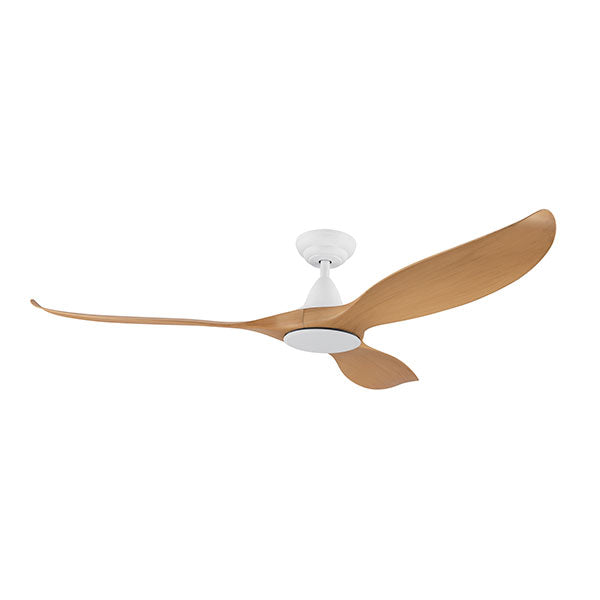 Eglo Noosa 60" 152cm DC Ceiling Fan - White with Bamboo Finish - The Blue Space