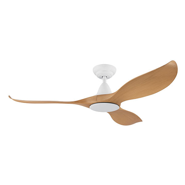 Eglo Noosa 52" 132cm DC Ceiling Fan - White with Bamboo Finish - The Blue Space
