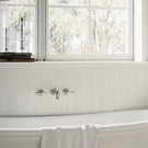 Phoenix Nostalgia Lever Bath Set 180mm Shepherds Crook Brushed Nickel in heritage style bathroom
