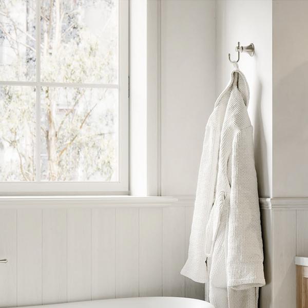 Phoenix Nostalgia Robe Hook Brushed Nickel in bathroom