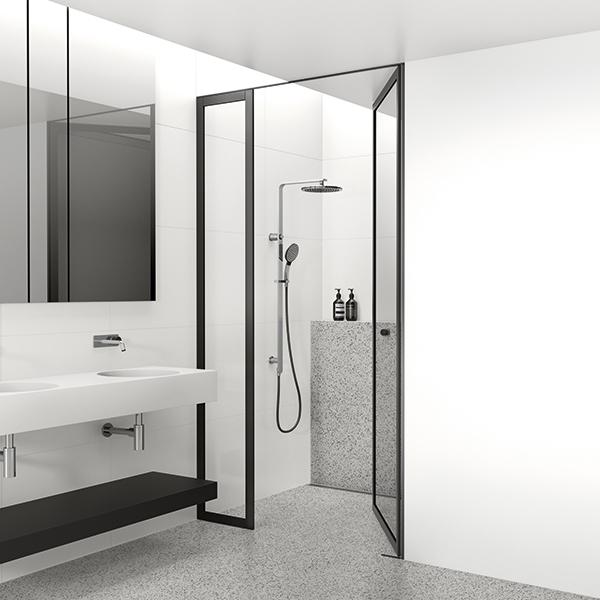 Phoenix NX Quil Twin Shower - Chrome/Black in modern bathroom design