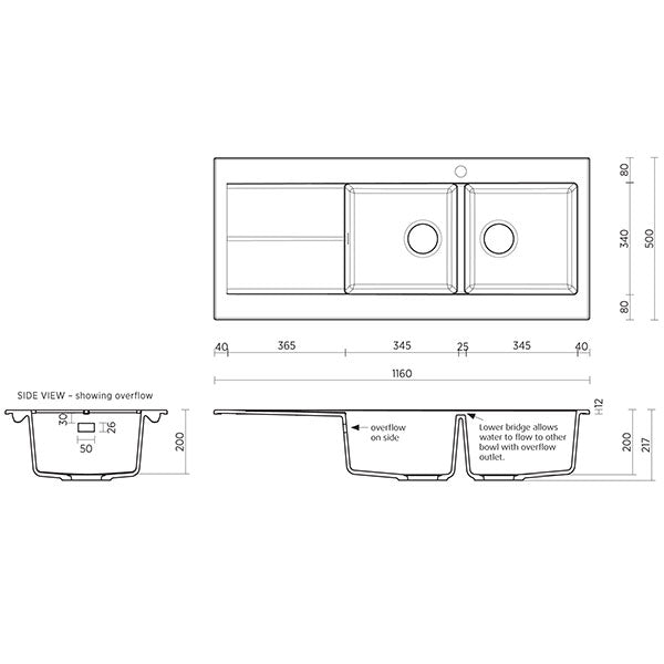 Seima Oros 1162 Kitchen Sink Black