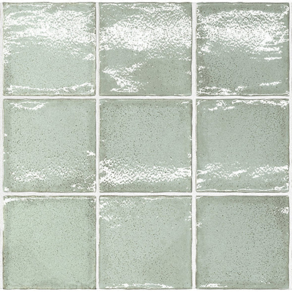 Pale Green Dianna Zellige Tile 100 x 100 x 9mm Spanish Ceramic