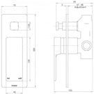 Phoenix Gloss Shower/Bath Diverter Mixer specs - line drawing and dimensions 