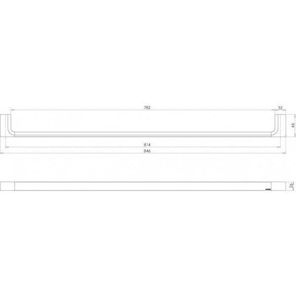 Phoenix Gloss Single Towel Rail 800mm Brushed Nickel Technical Drawing - The Blue Space